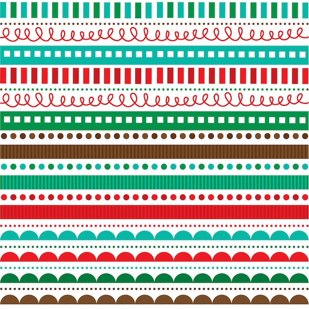 Seamless Christmas pattern with red and green Border design