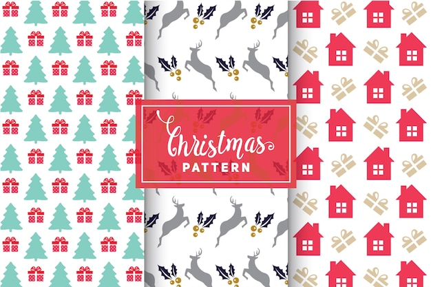 Seamless Christmas Patterns. Simple, Minimalist Designs. EPS 10, Vector Objects.