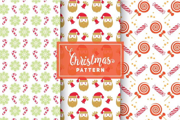 Seamless christmas patterns. simple, minimalist designs. eps 10, vector objects.