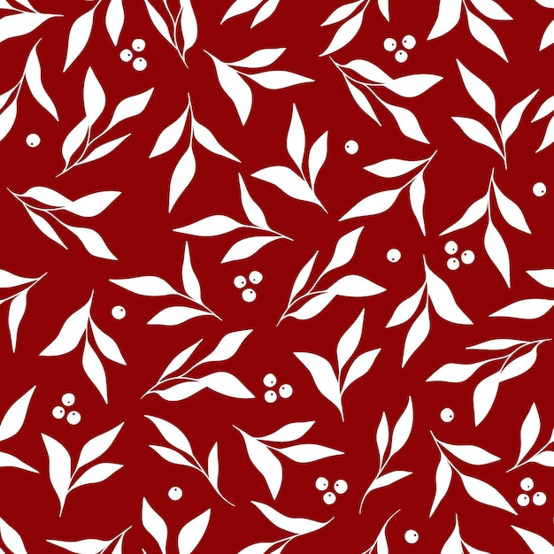 Seamless Christmas patterns with branches and berries Vector illustration