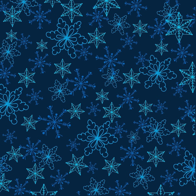 Seamless Christmas snowflake pattern on dark background.