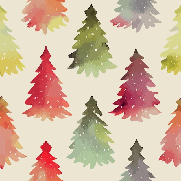 Seamless christmas tree decoration aquarelle tree endless pattern Newyear collection