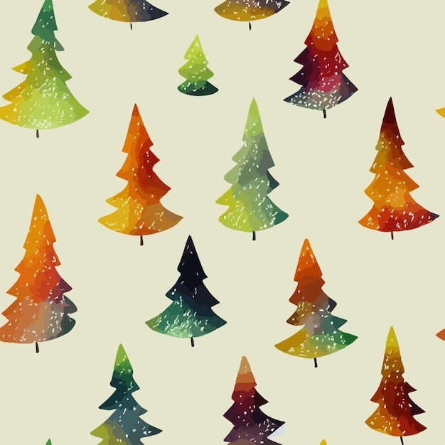 Seamless christmas tree decoration aquarelle tree endless pattern Winter holidays