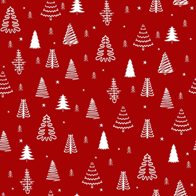 Seamless Christmas Tree doodle illustration hand drawn