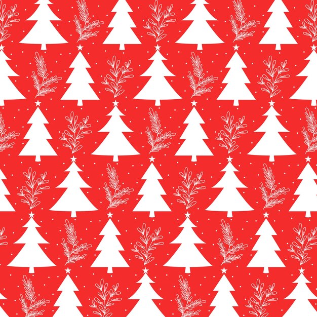 Seamless christmas tree pattern in flat design