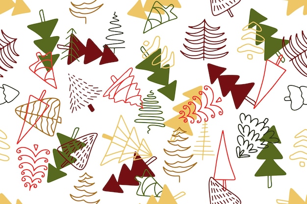 Seamless christmas tree pattern simple kids design textile print Vector illustration