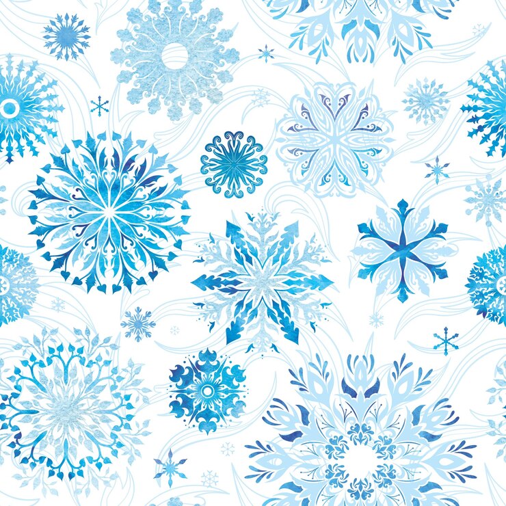 Vector seamless christmas winter texture with eco crystals on white background for paper and textile design