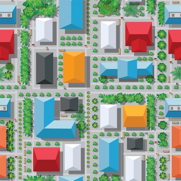 Vector seamless city map pattern.