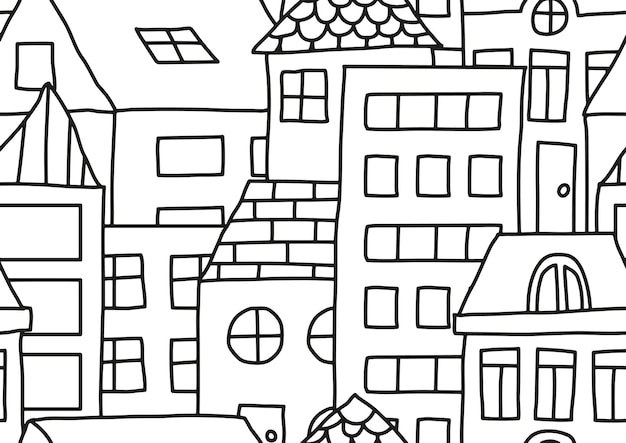 Бесшовная векторная иллюстрация городского рисунка