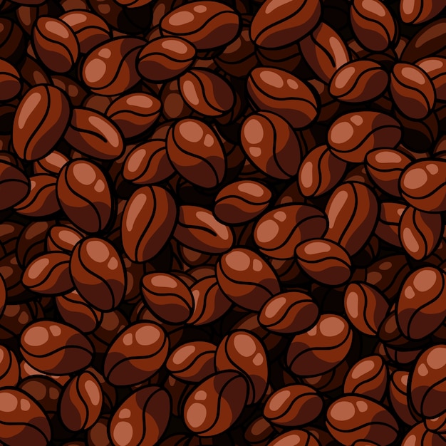 Seamless coffee bean pattern on solid background