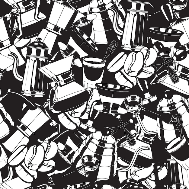 Vector seamless coffee maker tools  pattern