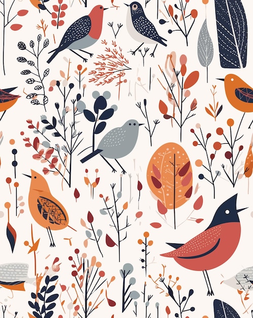 Seamless color full birds pattern for kids in vector