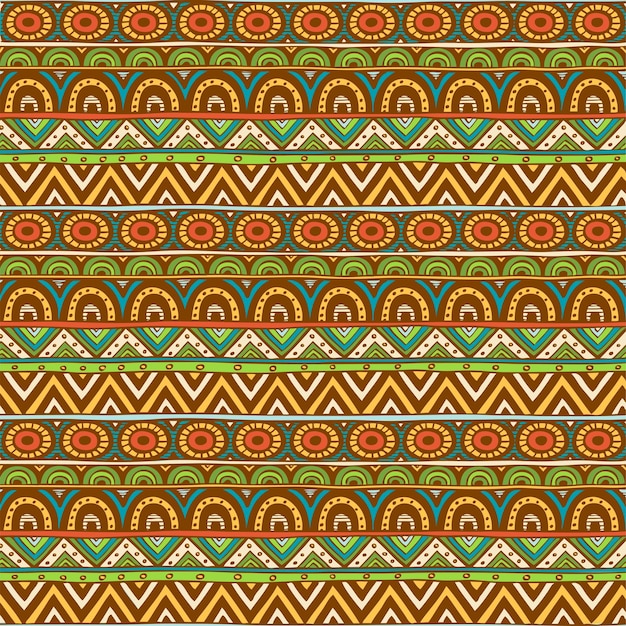 Vector seamless color ornament from geometric elements in ethnic zen st