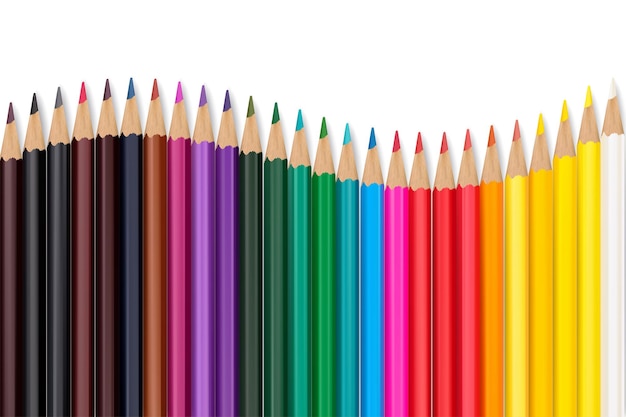 Seamless colored pencils row with wave on lower side. Vector illustration