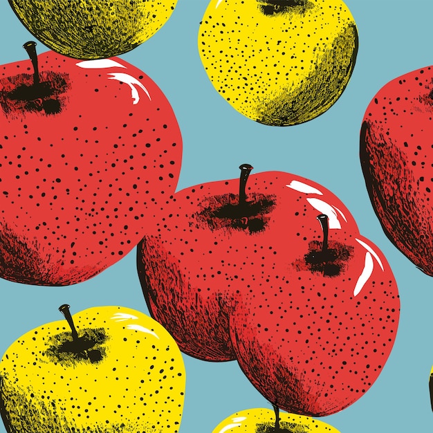 Vector seamless colorful apples pattern