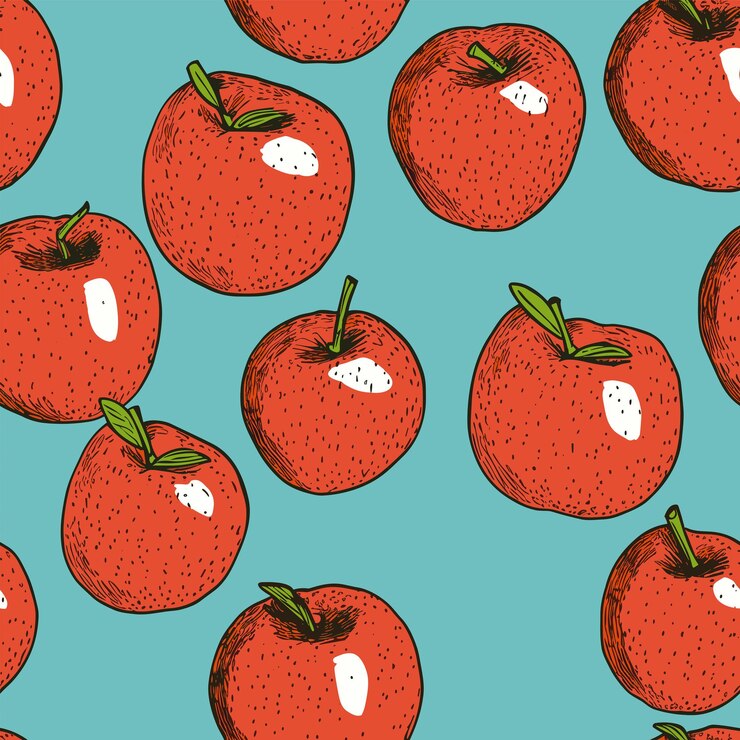Vector seamless colorful apples pattern