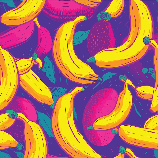 Seamless colorful banana pattern