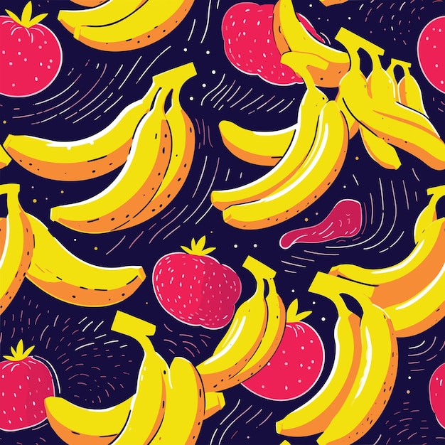 Vector seamless colorful banana pattern