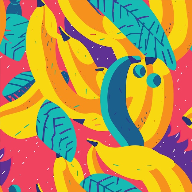Seamless colorful banana pattern