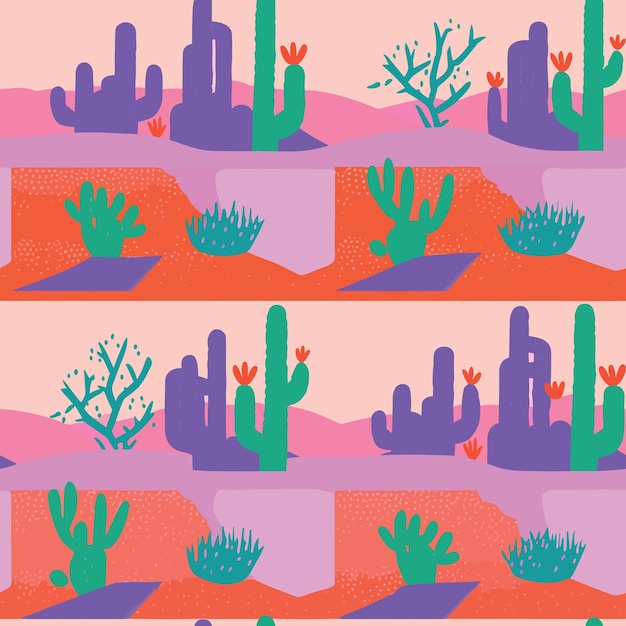 Seamless colorful cactus pattern