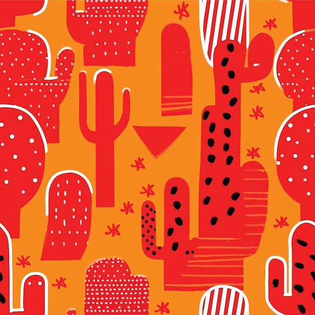 Vector seamless colorful cactus pattern