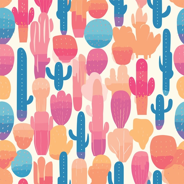 Seamless Colorful Cactus Pattern