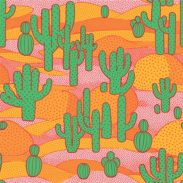 Seamless Colorful Cactus Pattern