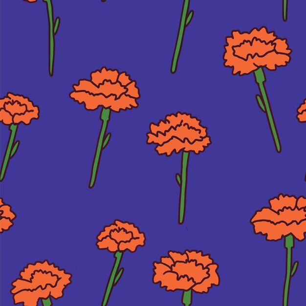 Seamless colorful carnation pattern