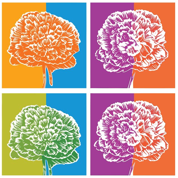 Vector seamless colorful carnation pattern