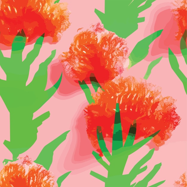 Vector seamless colorful carnation pattern