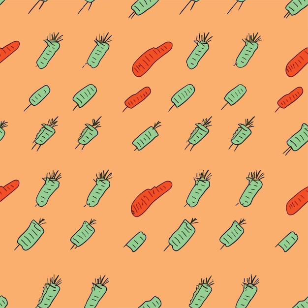 Seamless colorful carrots pattern