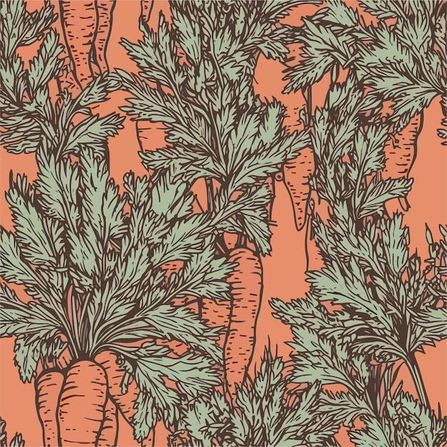 Seamless colorful carrots pattern