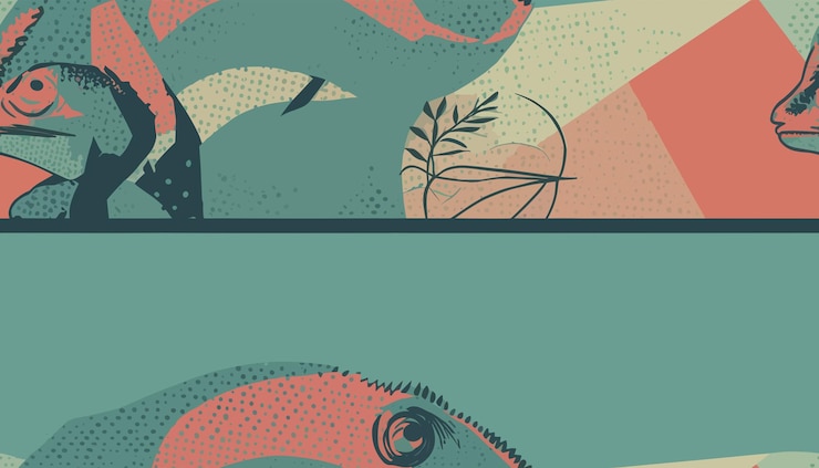 Vector seamless colorful chameleon pattern