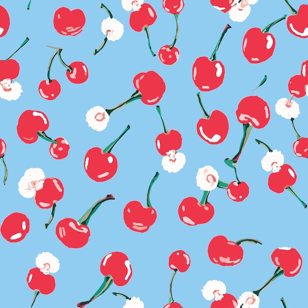 Seamless colorful cherries pattern