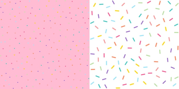 Seamless Colorful confetti sprinkle pattern wallpaper background set. Vector illustration.