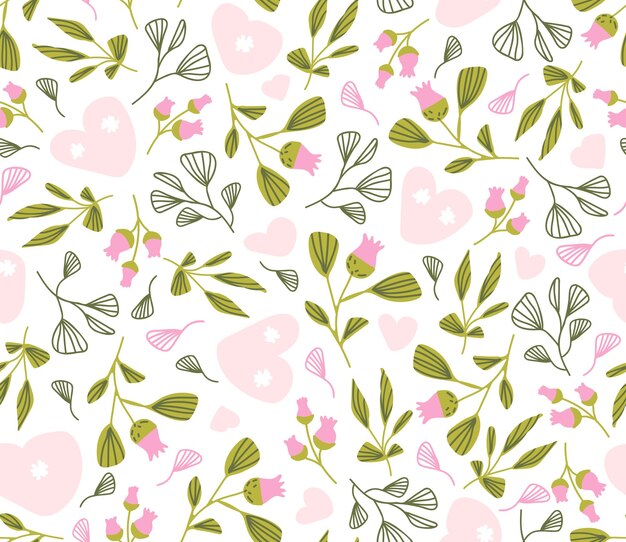 Seamless colorful cute floral spring pattern in doodle style Vector illustration