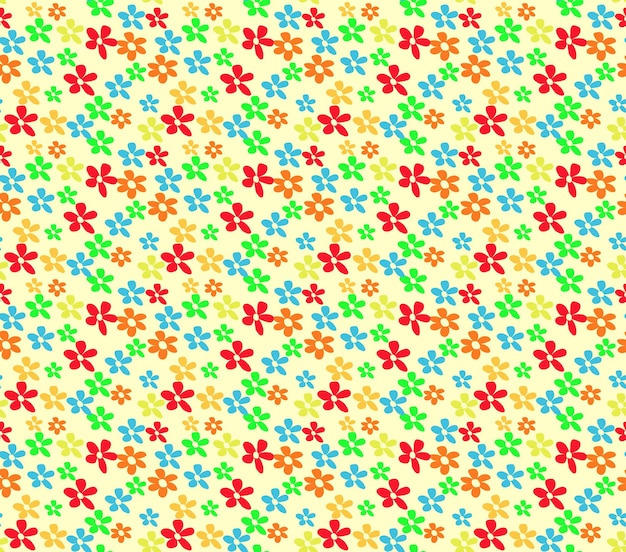 Seamless colorful floral pattern on yellow background flat vector