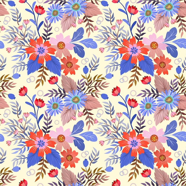 Seamless colorful flowers vector for fashion prints, wrapping, textile, paper, wallpaper.