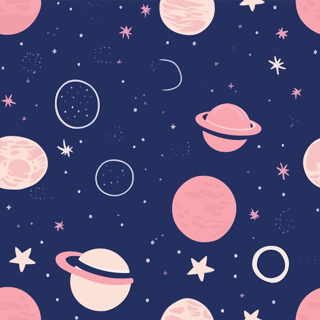 Vector seamless colorful galaxy pattern