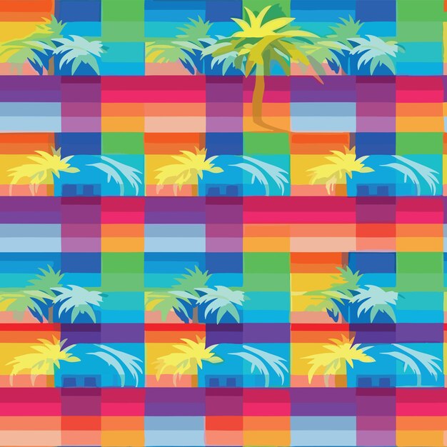 Seamless colorful hawaii palms pattern