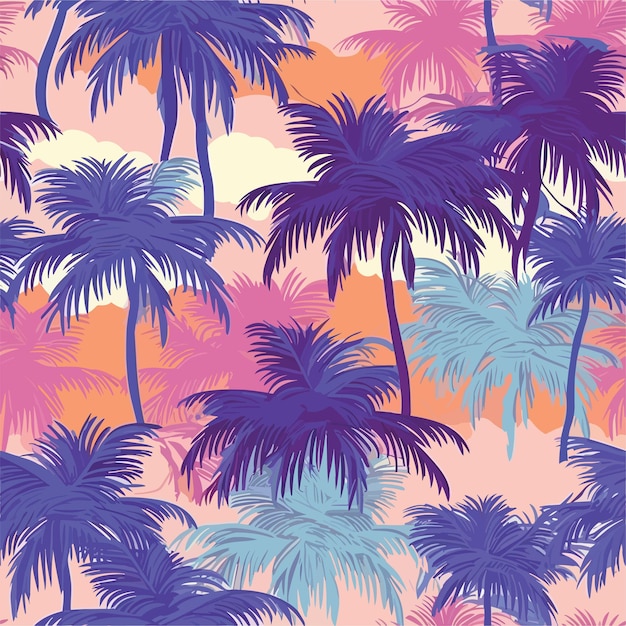 Бесшовный красочный узор из Гавайских пальм