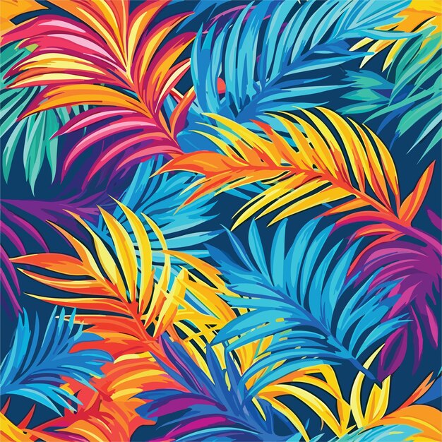 Seamless Colorful Hawaii Palms Pattern