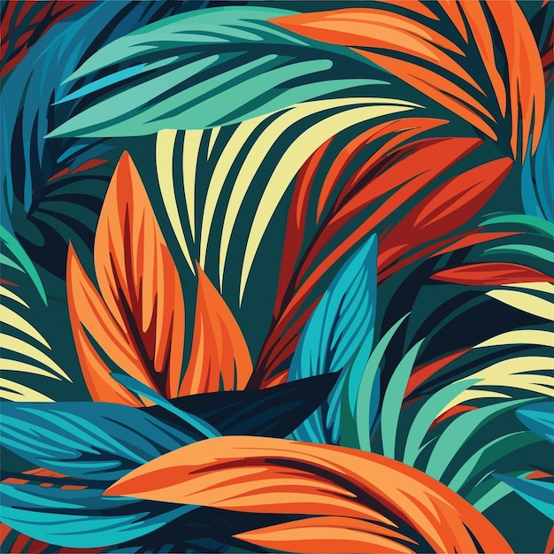 Seamless colorful hawaii palms pattern