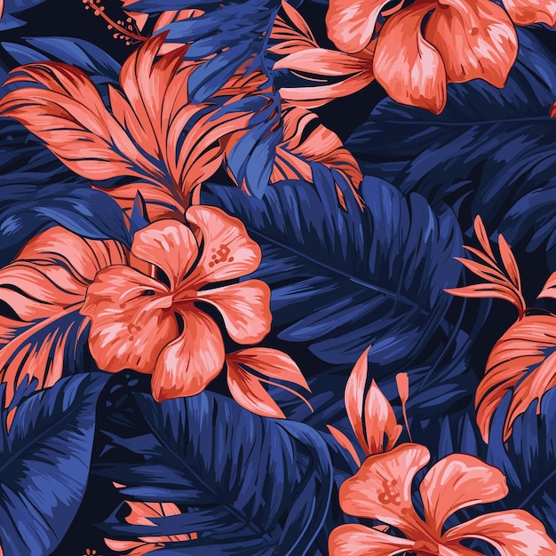 Seamless Colorful Hawaii Palms Pattern