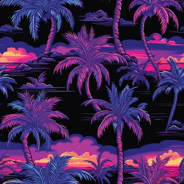 Premium Vector | Seamless colorful hawaii palms pattern