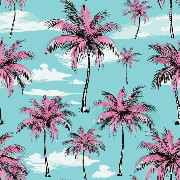 Seamless Colorful Hawaii Palms Pattern