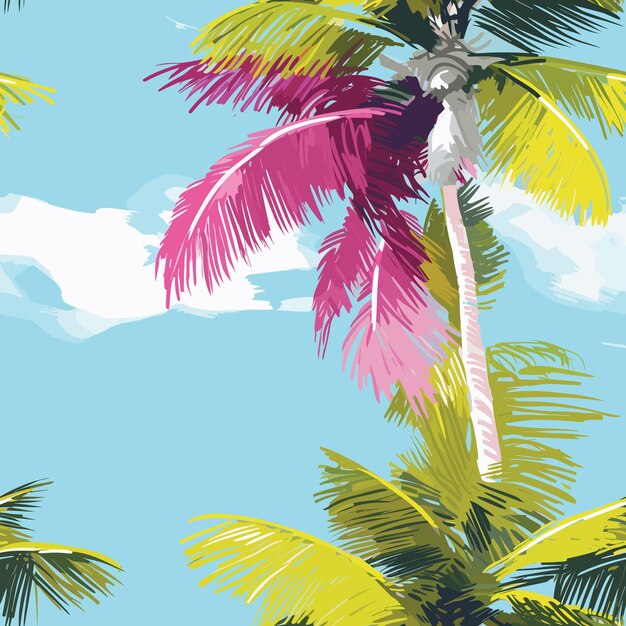 Vector seamless colorful hawaii palms pattern