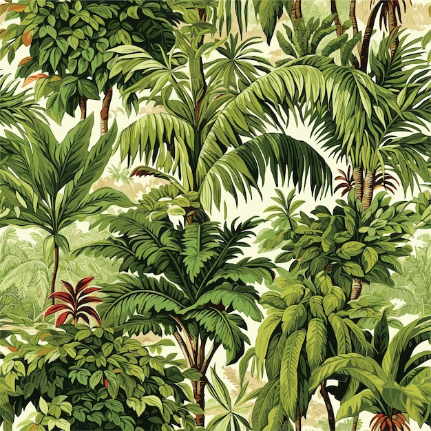 Vettore il colorato disegno senza cuciture delle palme hawaiane