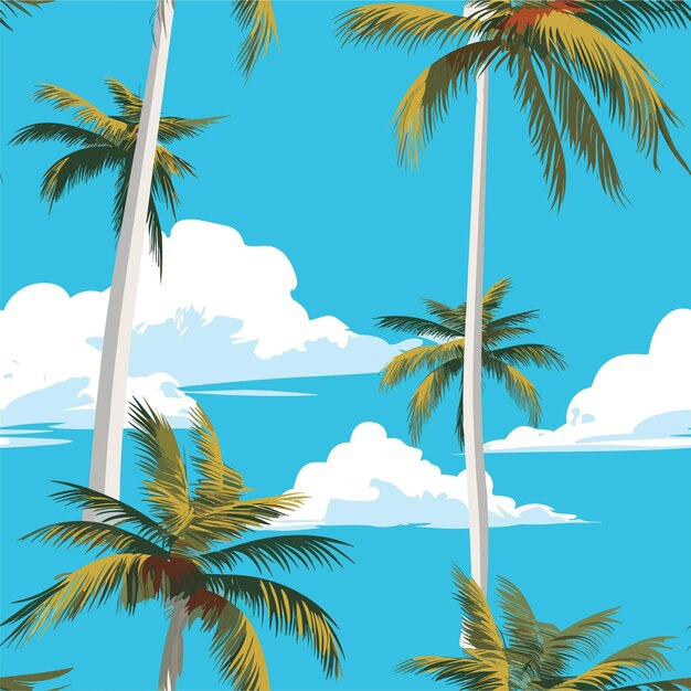 Seamless colorful hawaii palms pattern