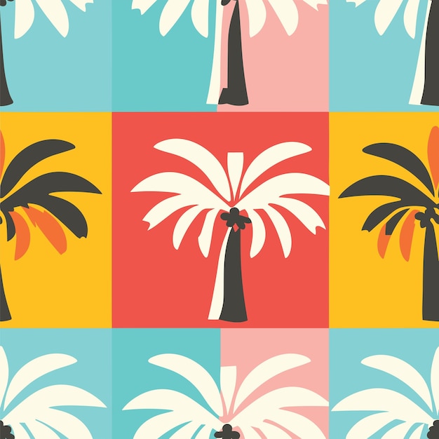 Vector seamless colorful hawaii palms pattern